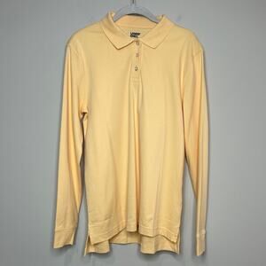 Lands End Yellow Polo Shirt Size M Long Sleeves